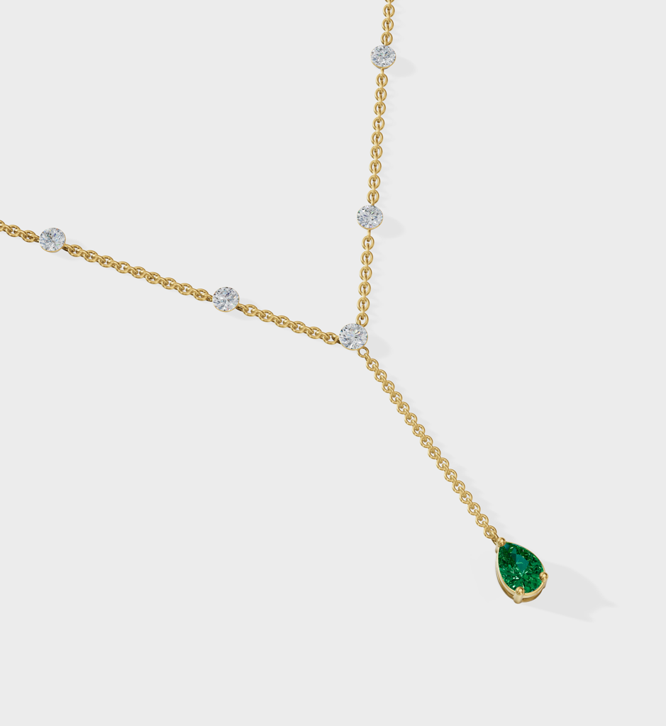 Emerald Duet Lariat Necklace : AJJSS0154