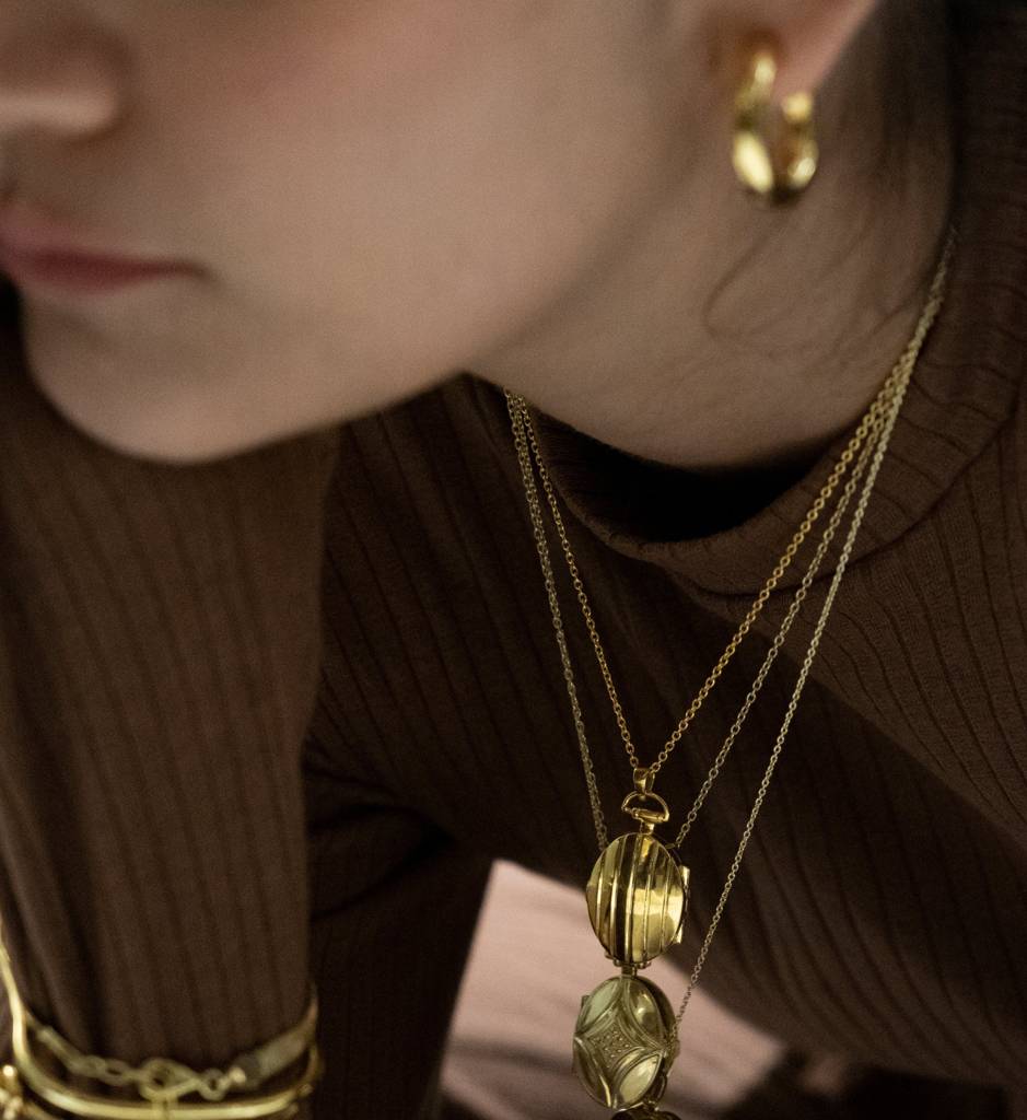Vintage Stripe Locket Necklace : AJJSS0160