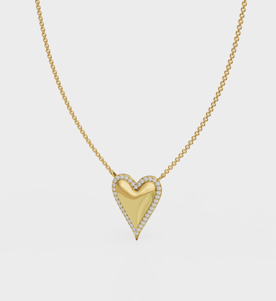 Studded Heart Necklace : AJJSS0230