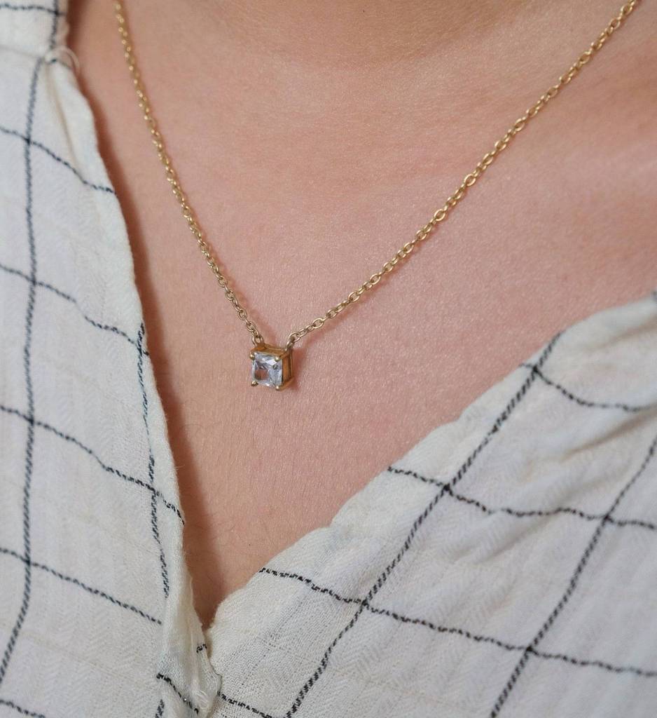 Square Diamond Necklace : AJJSS0234