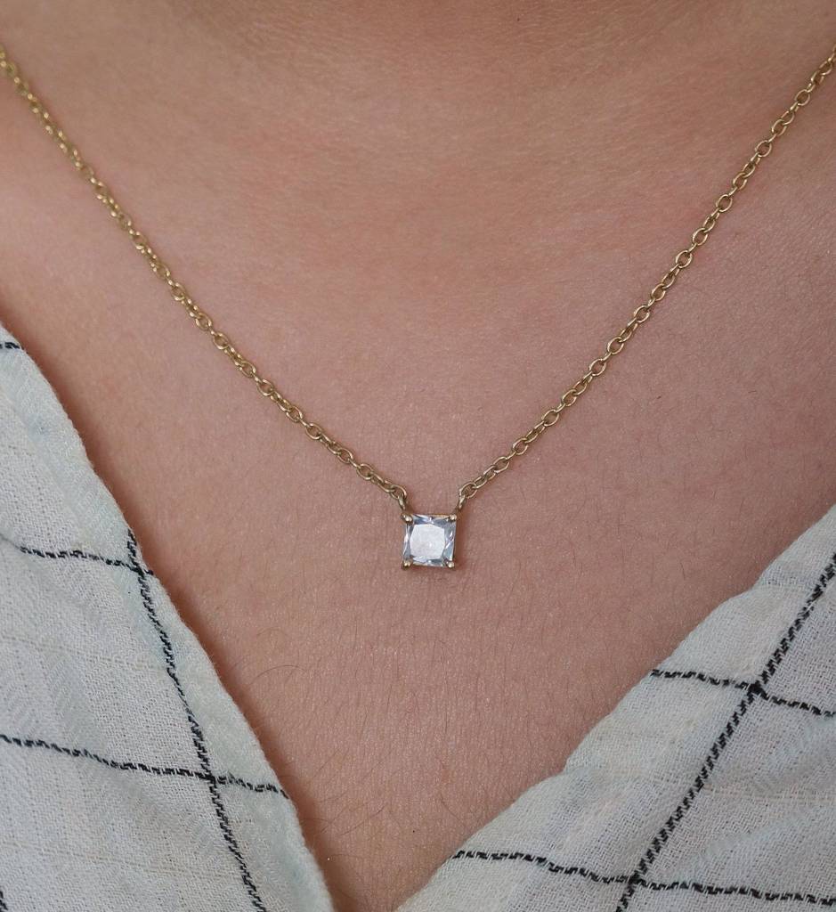 Square Diamond Necklace : AJJSS0234