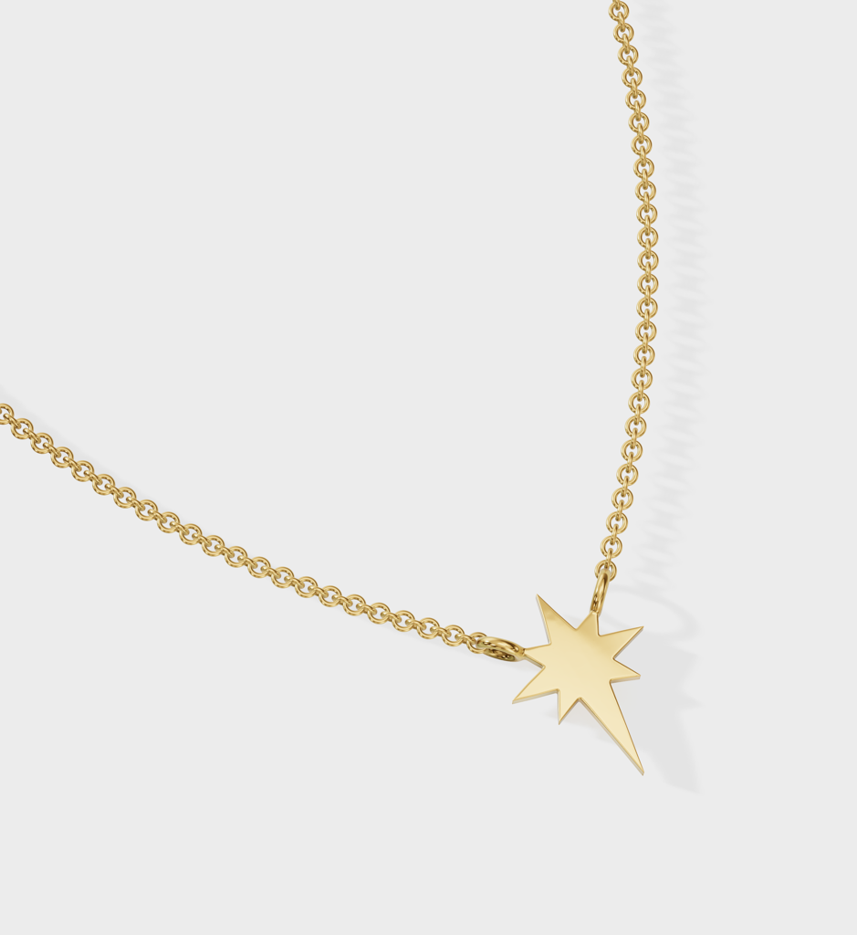 Gold North Star Necklace Sterling Silver Gold One Size