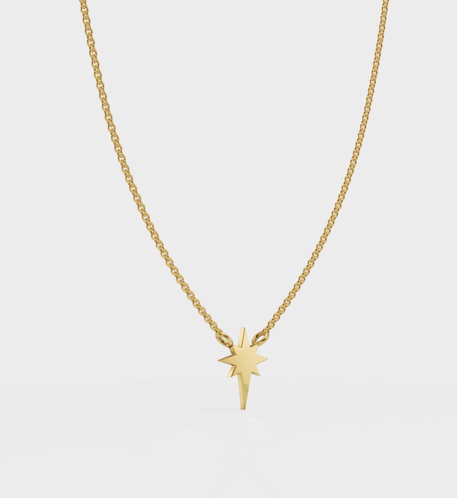 Gold North Star Necklace : AJJSS0235