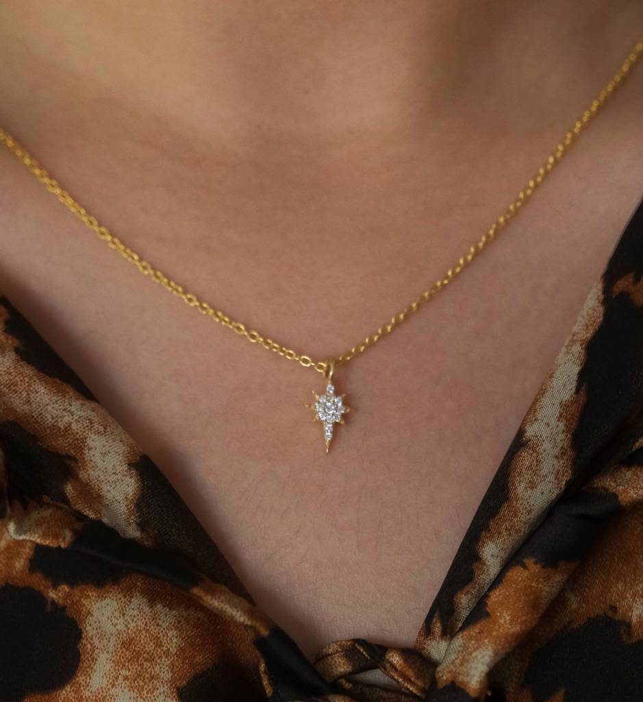 Studded North Star Necklace : AJJSS0243