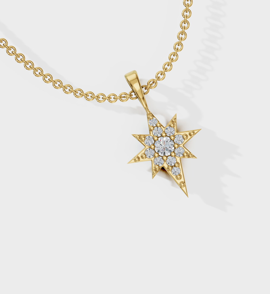 Studded North Star Necklace : AJJSS0243