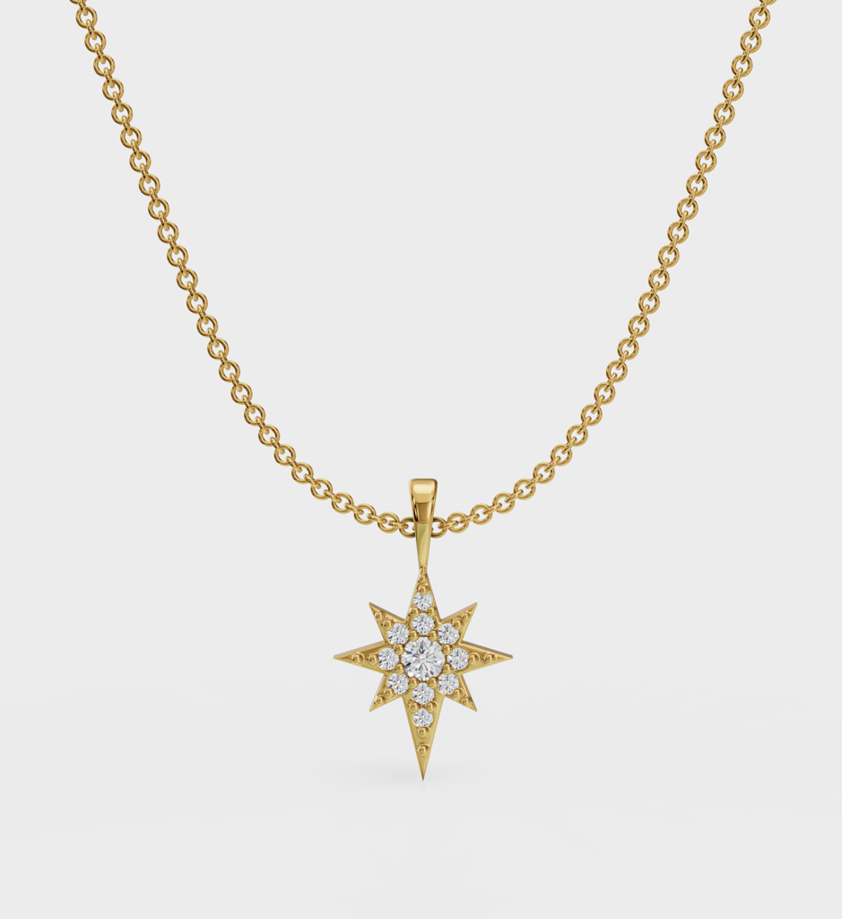Studded North Star Necklace : AJJSS0243