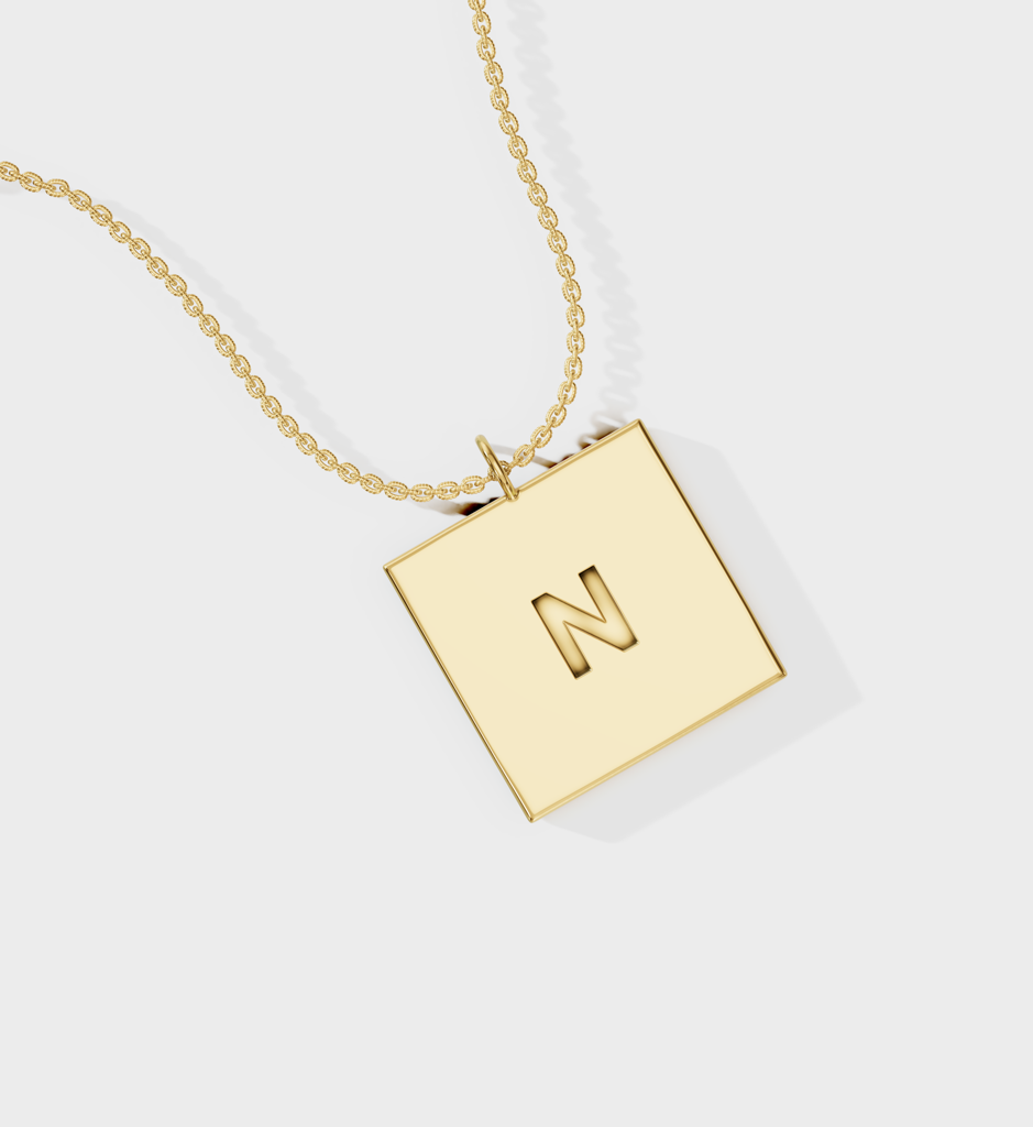 Engraved Square Bar Necklace : AJJSS0254