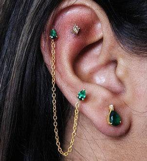 Emerald Drop Studs : AJJSS0362