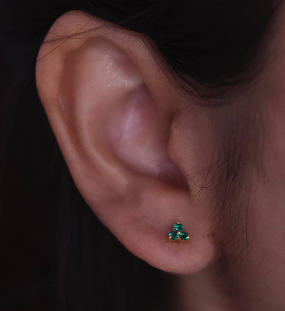 Emerald Trio Studs : AJJSS0363