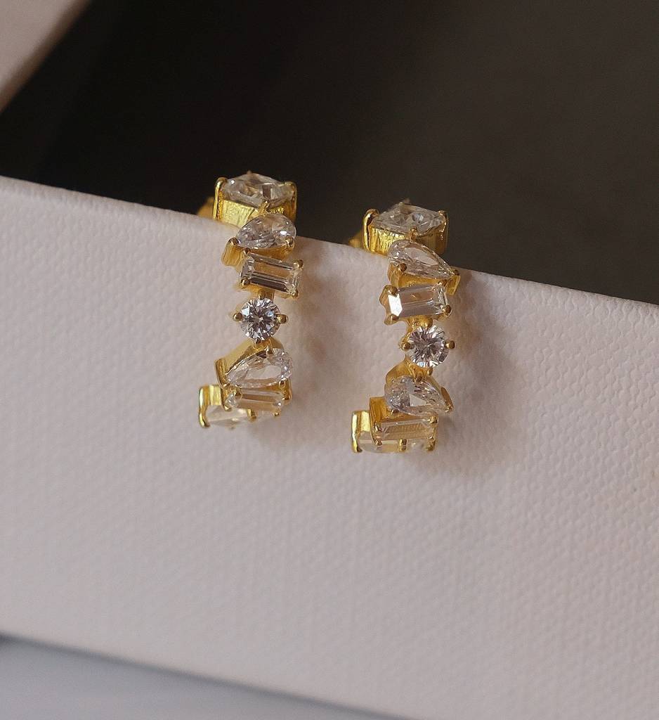Multi Shape Cz Hoops Earring : AJJSS0392