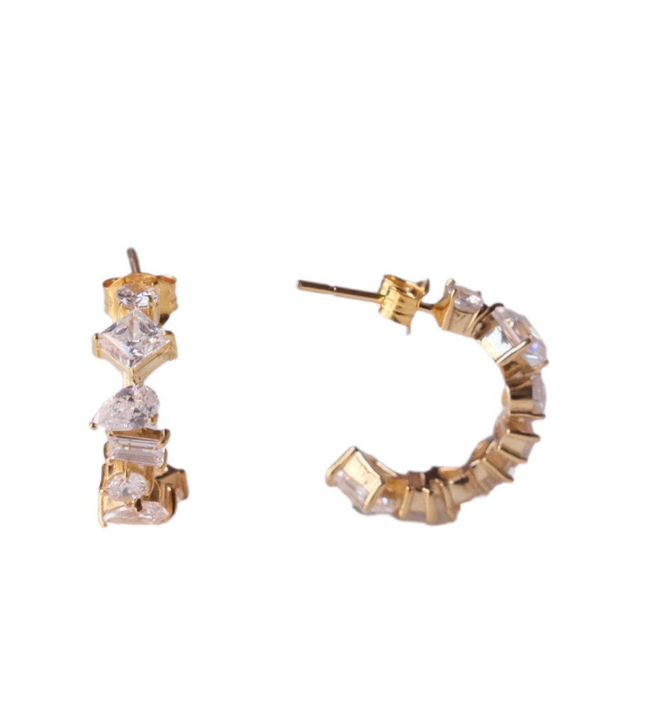 Multi Shape Cz Hoops Earring : AJJSS0392