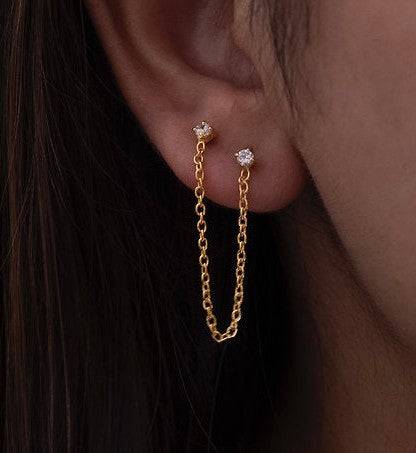 Diamond Ear Chain Studs : AJJSS0397