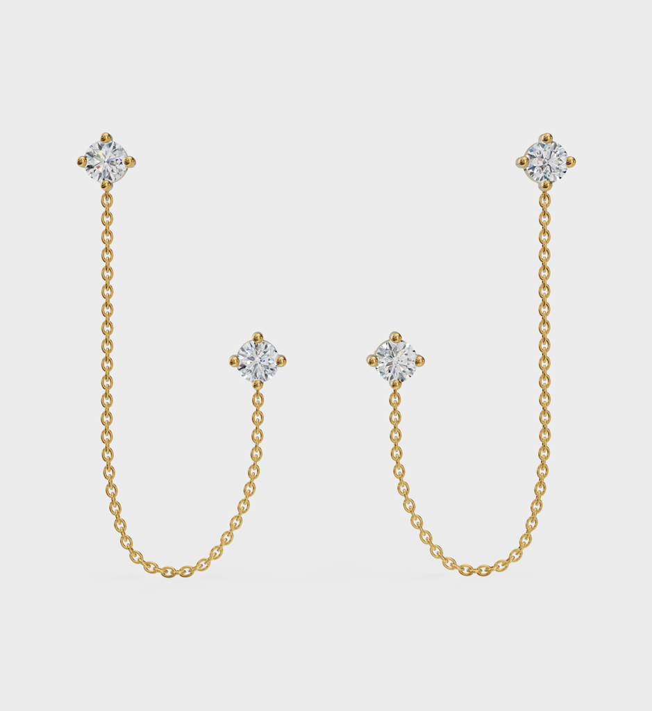 Diamond Ear Chain Studs : AJJSS0397