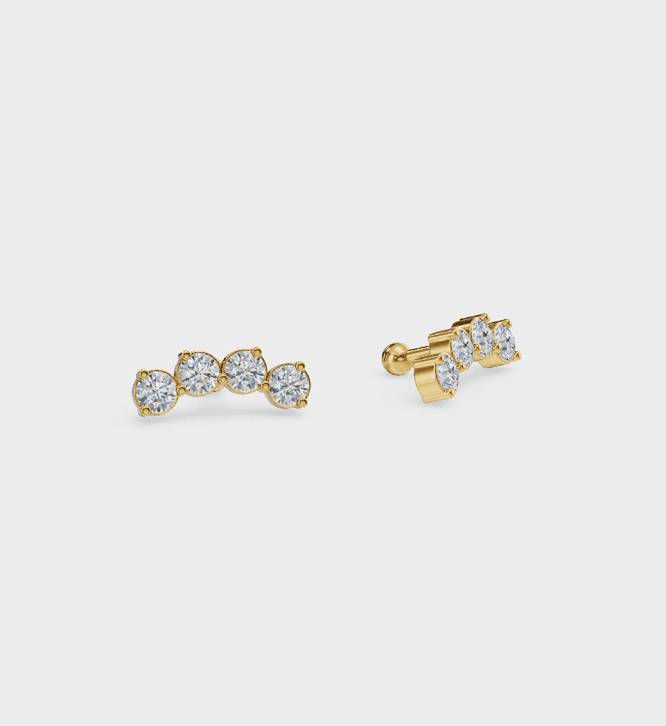 Curved Diamond Studs : AJJSS0589