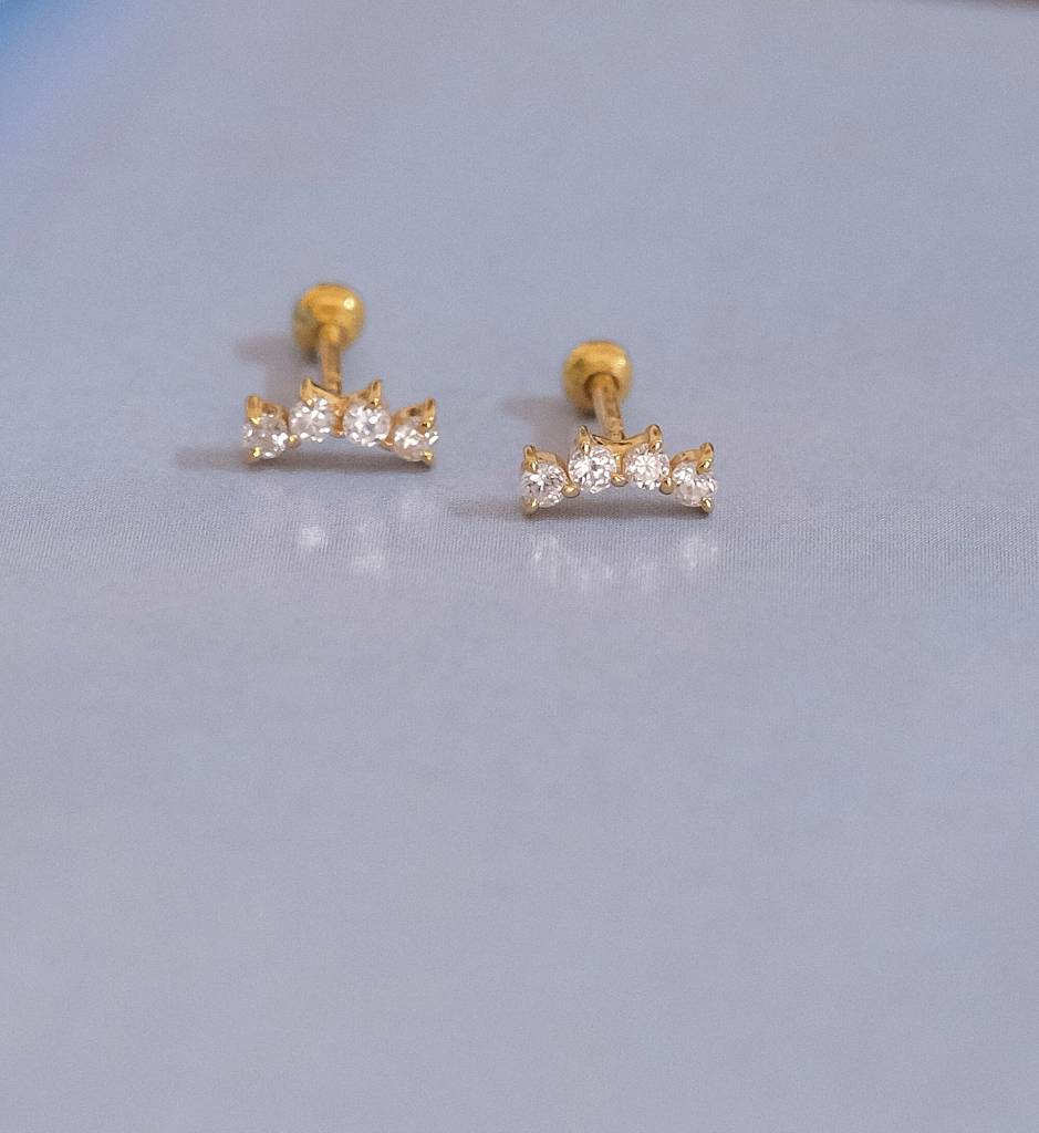 Curved Diamond Studs : AJJSS0589