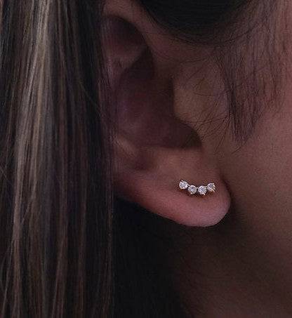 Curved Diamond Studs : AJJSS0589