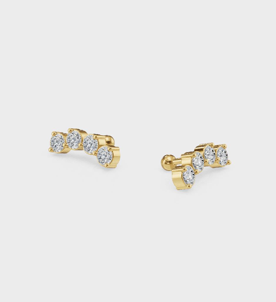 Curved Diamond Studs : AJJSS0589