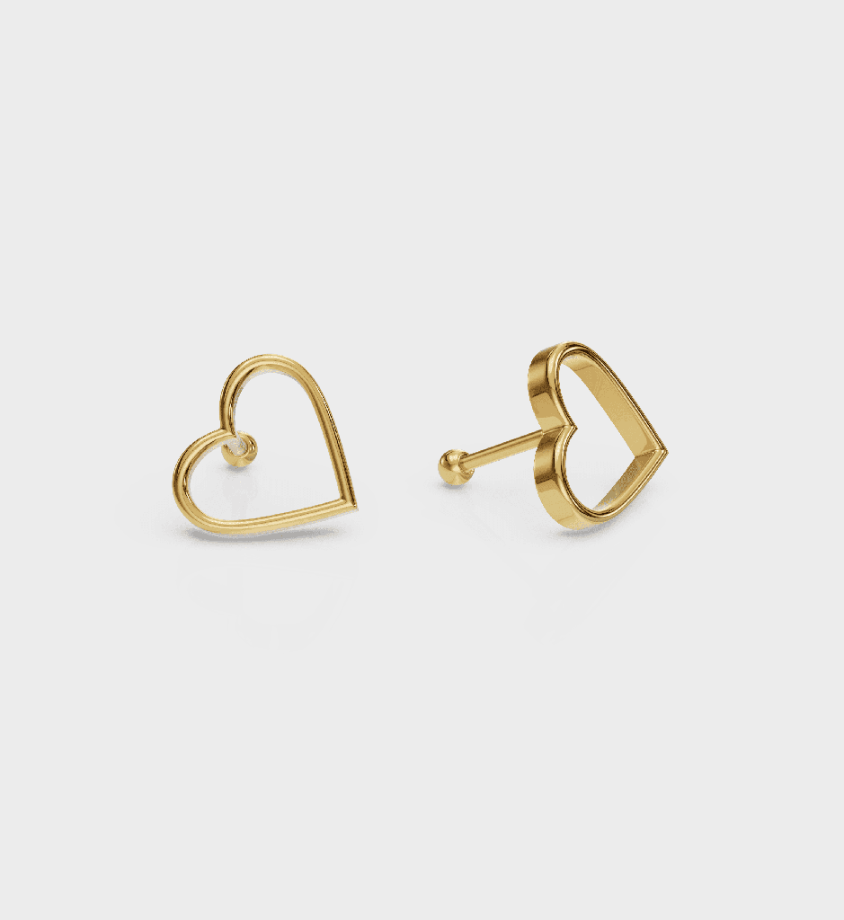 Gold Heart Studs : AJJSS0611
