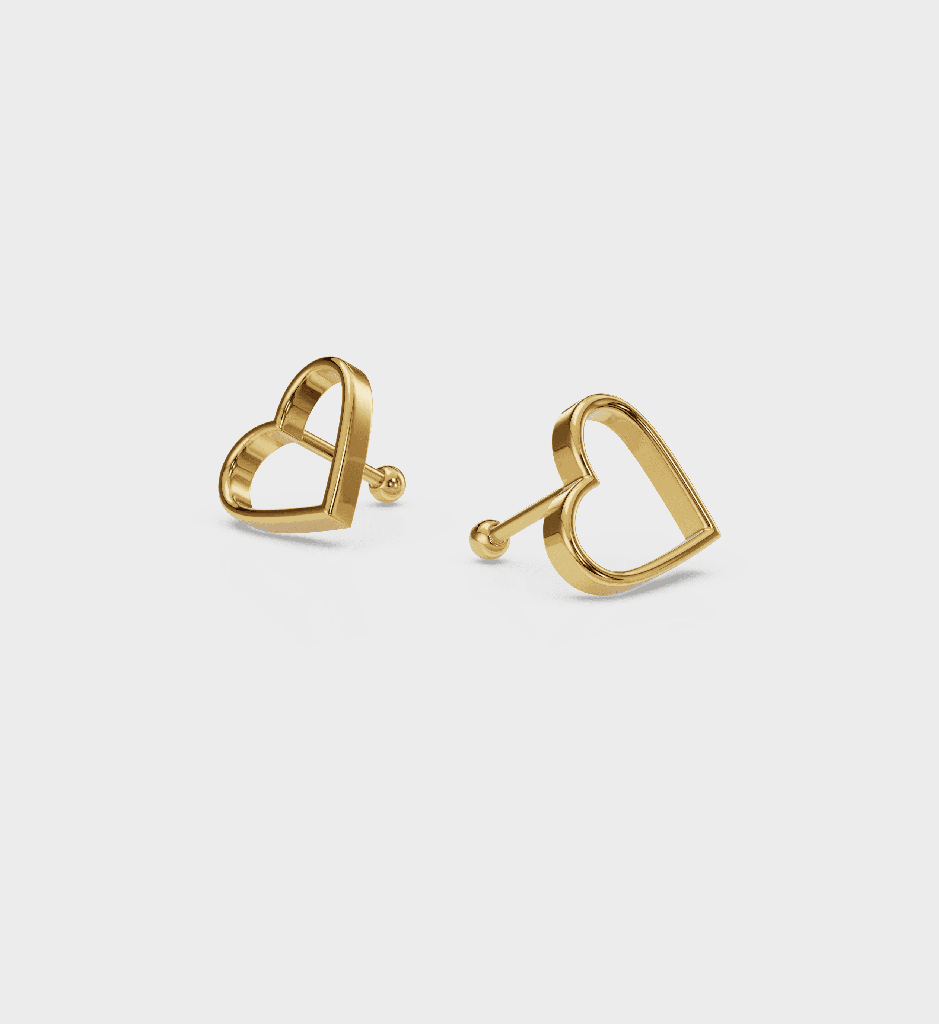 Gold Heart Studs : AJJSS0611