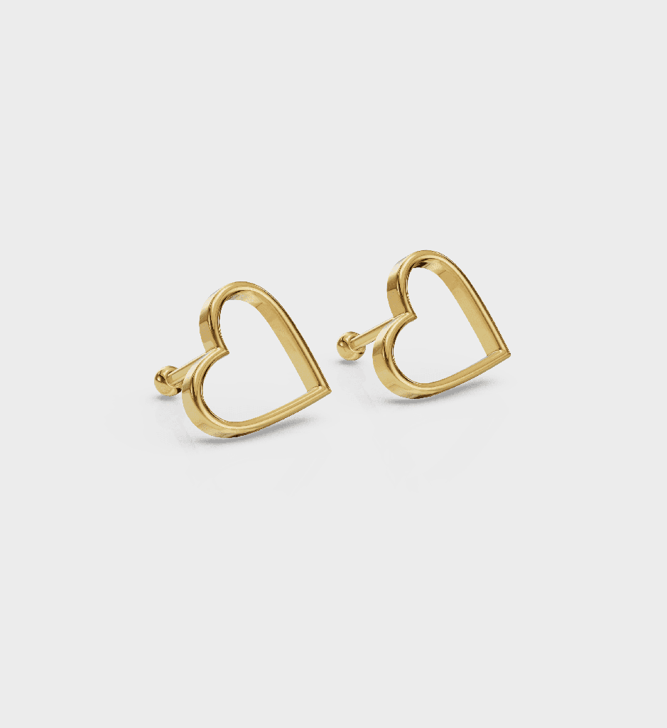 Gold Heart Studs : AJJSS0611