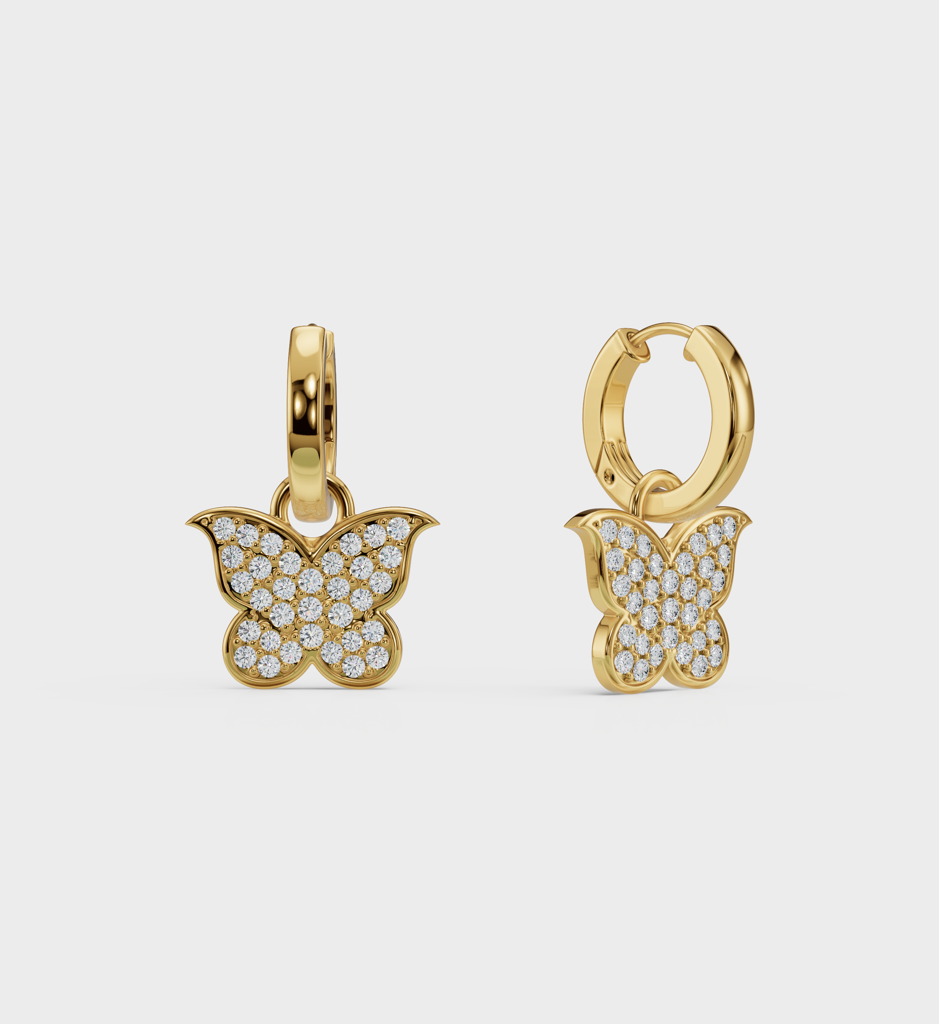 Studded Butterfly Huggies : AJJSS0626