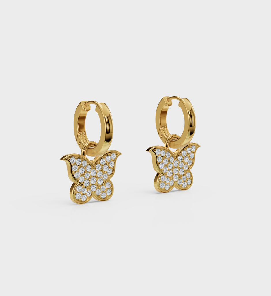Studded Butterfly Huggies : AJJSS0626