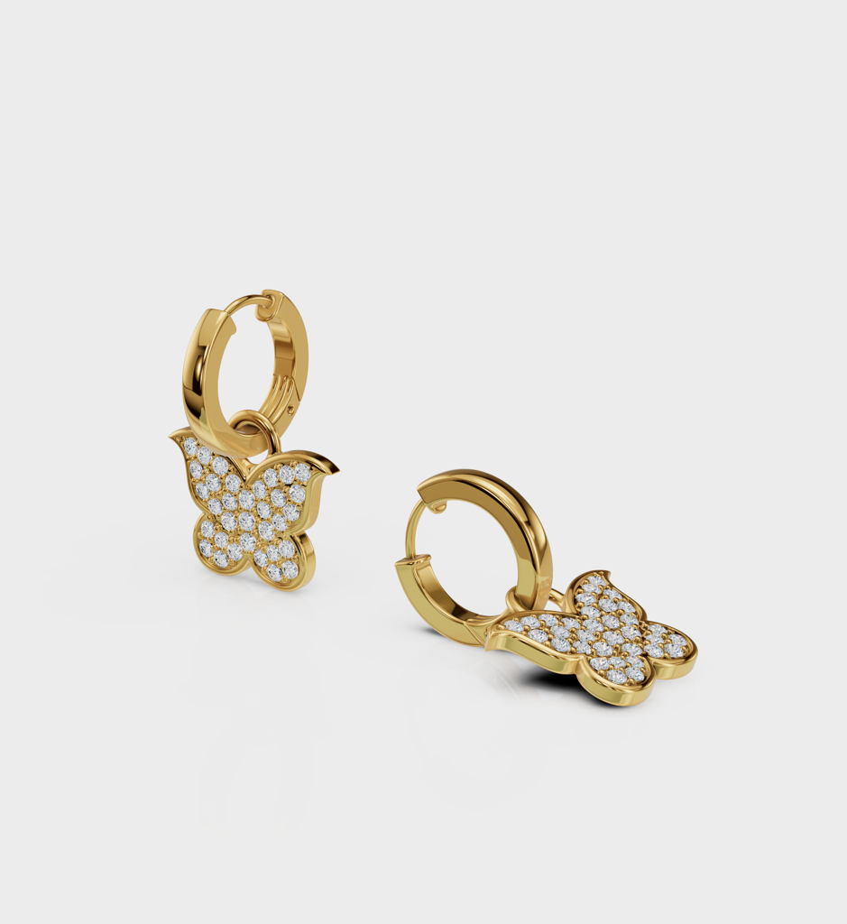 Studded Butterfly Huggies : AJJSS0626