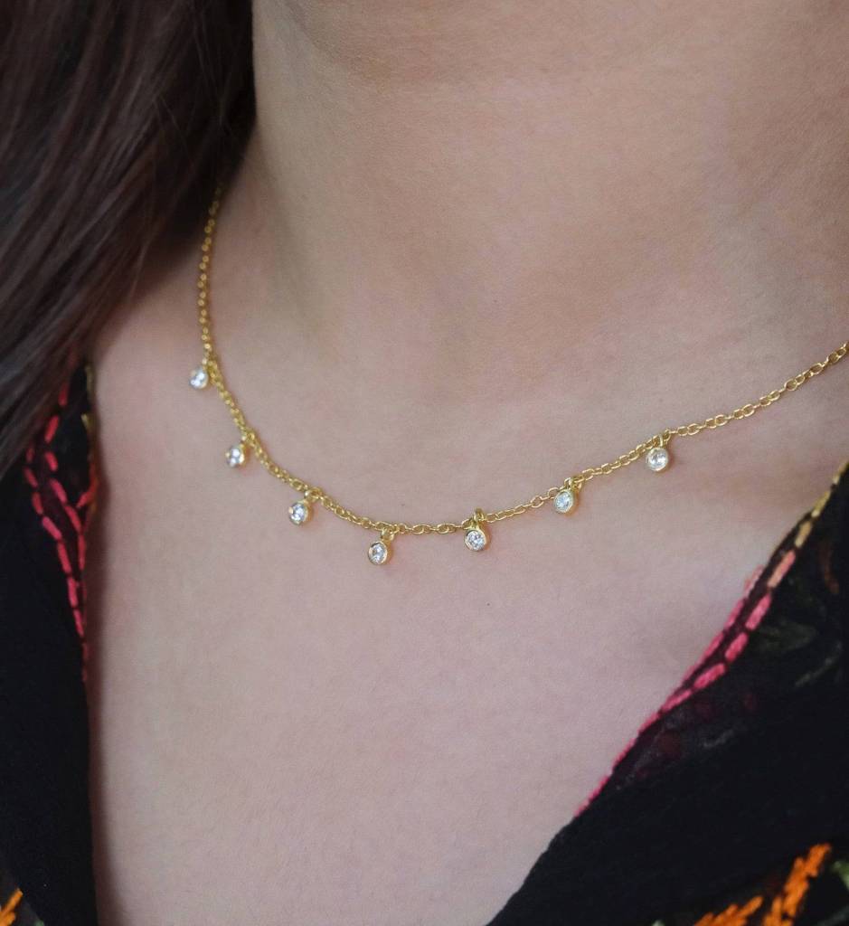 Diamond Droplet Necklace : AJJSS0656