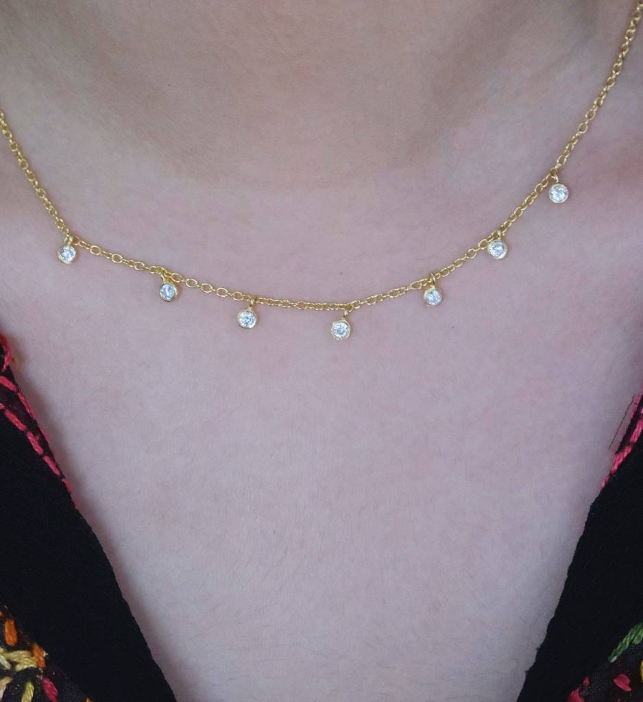 Diamond Droplet Necklace : AJJSS0656