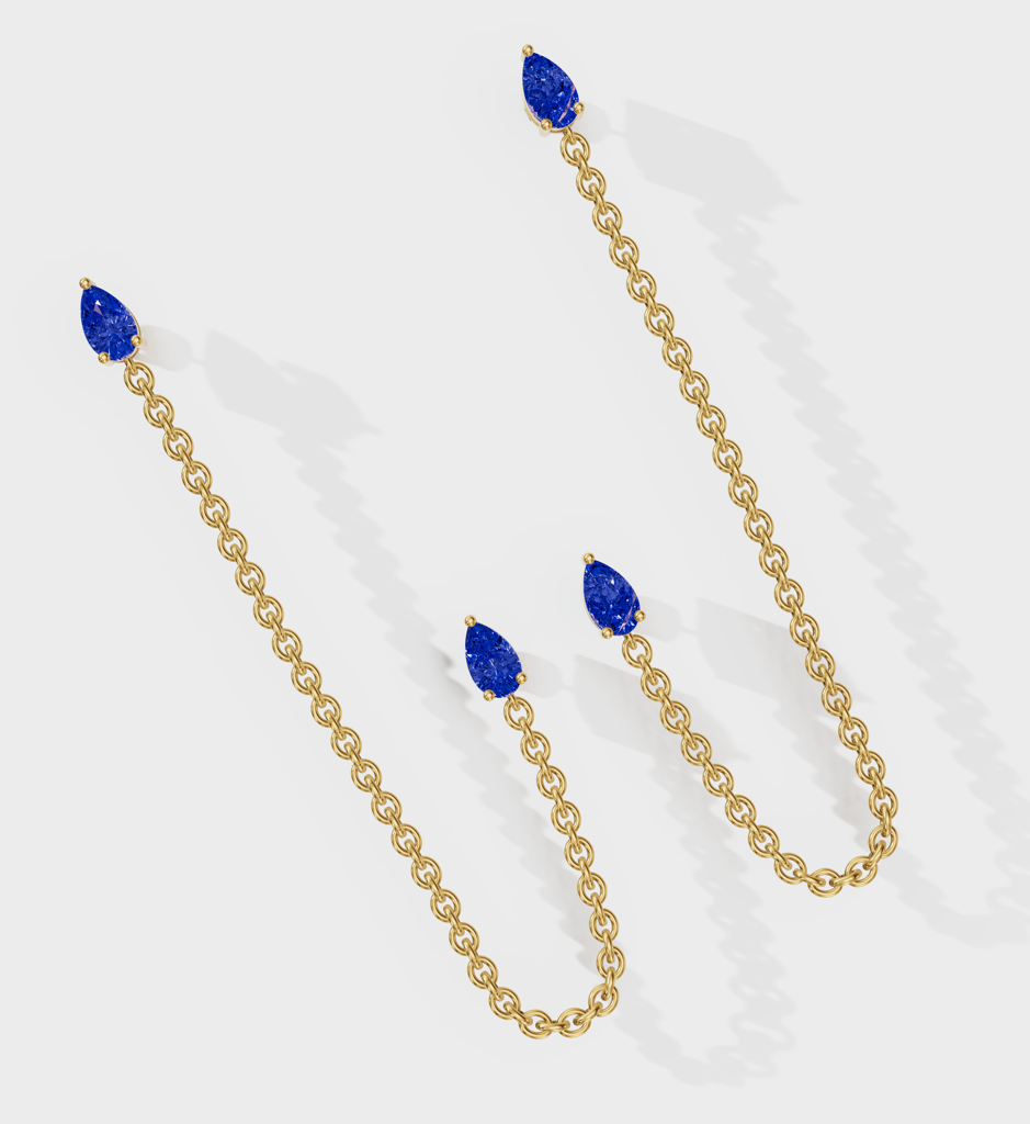 Sapphire Drop Ear Chain : AJJSS0702
