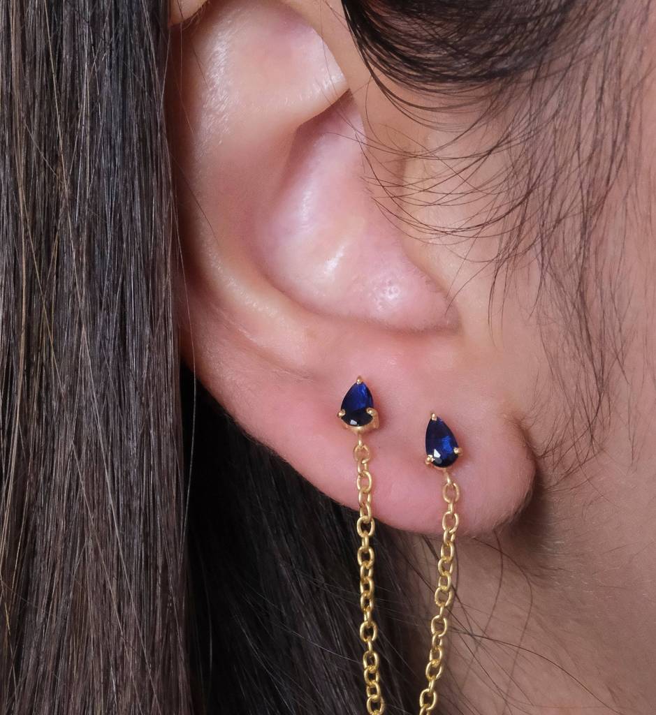 Sapphire Drop Ear Chain : AJJSS0702
