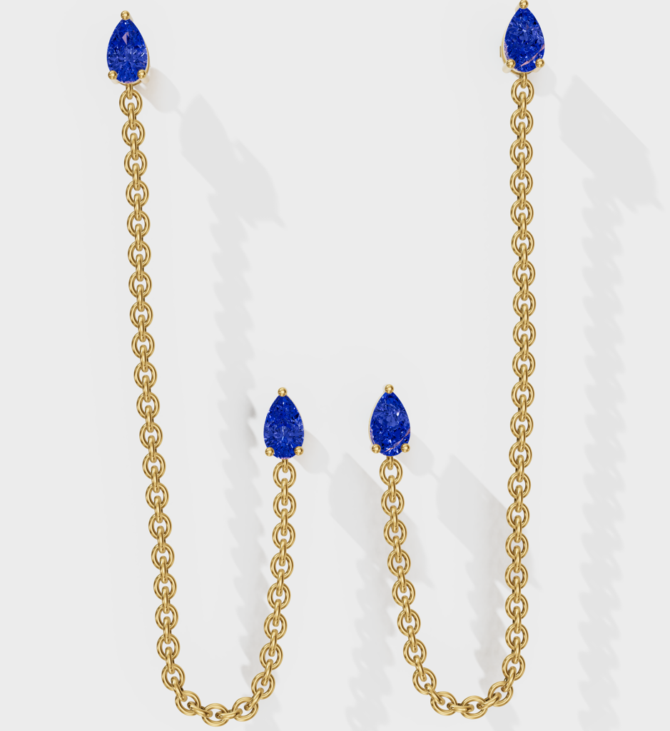 Sapphire Drop Ear Chain : AJJSS0702