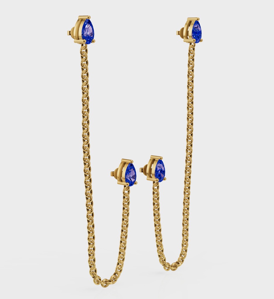 Sapphire Drop Ear Chain : AJJSS0702