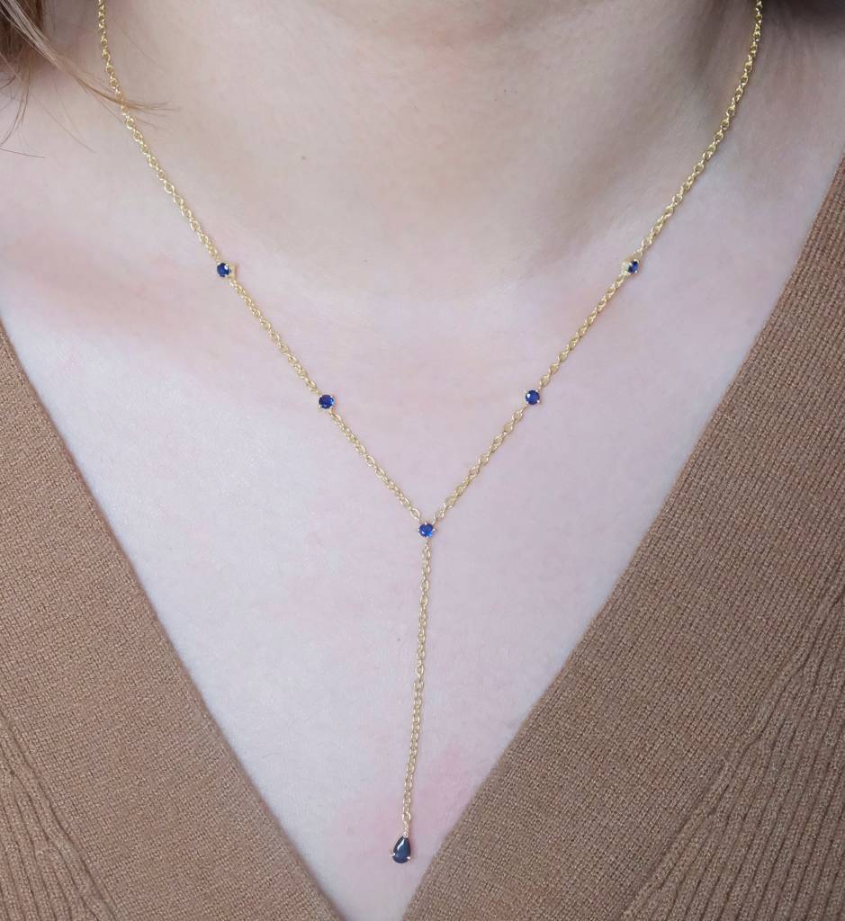 Sapphire Lariat Necklace : AJJSS0703