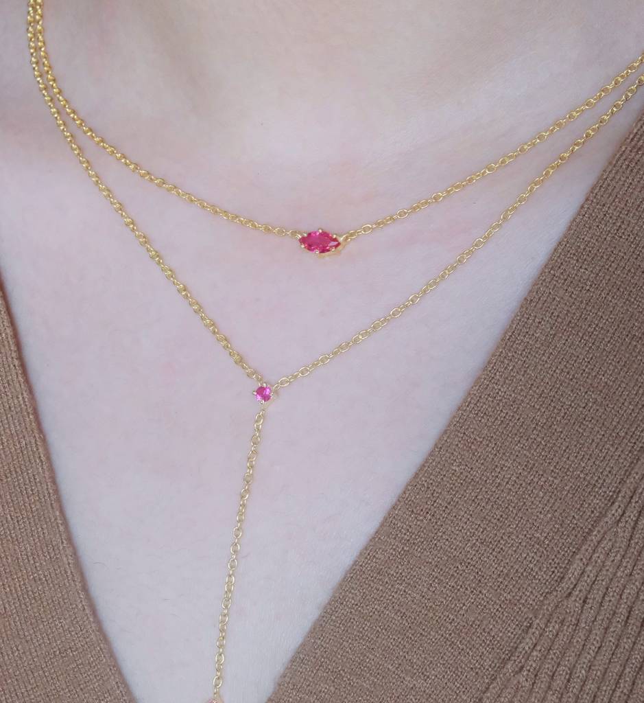 Ruby Drop Lariat Necklace : AJJSS0705