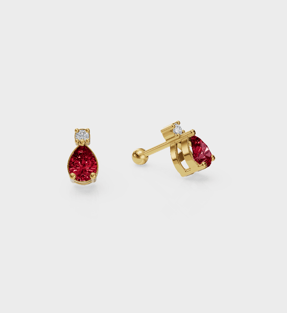 Ruby Drop Studs : AJJSS0707