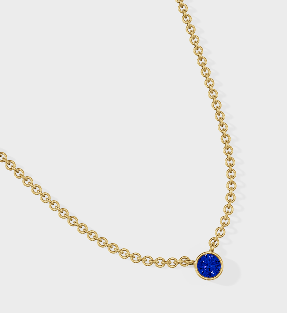 Sapphire Solitaire Necklace : AJJSS0712
