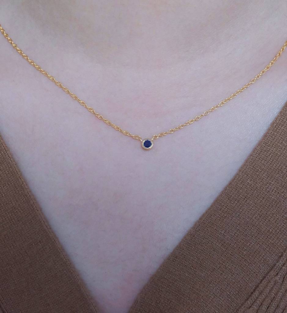 Sapphire Solitaire Necklace : AJJSS0712