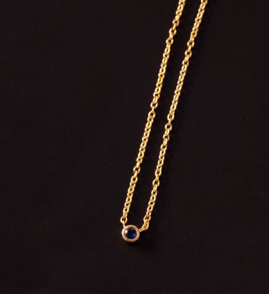 Sapphire Solitaire Necklace : AJJSS0712