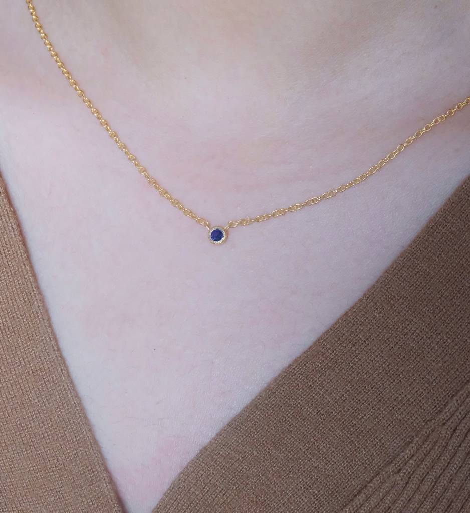 Sapphire Solitaire Necklace : AJJSS0712