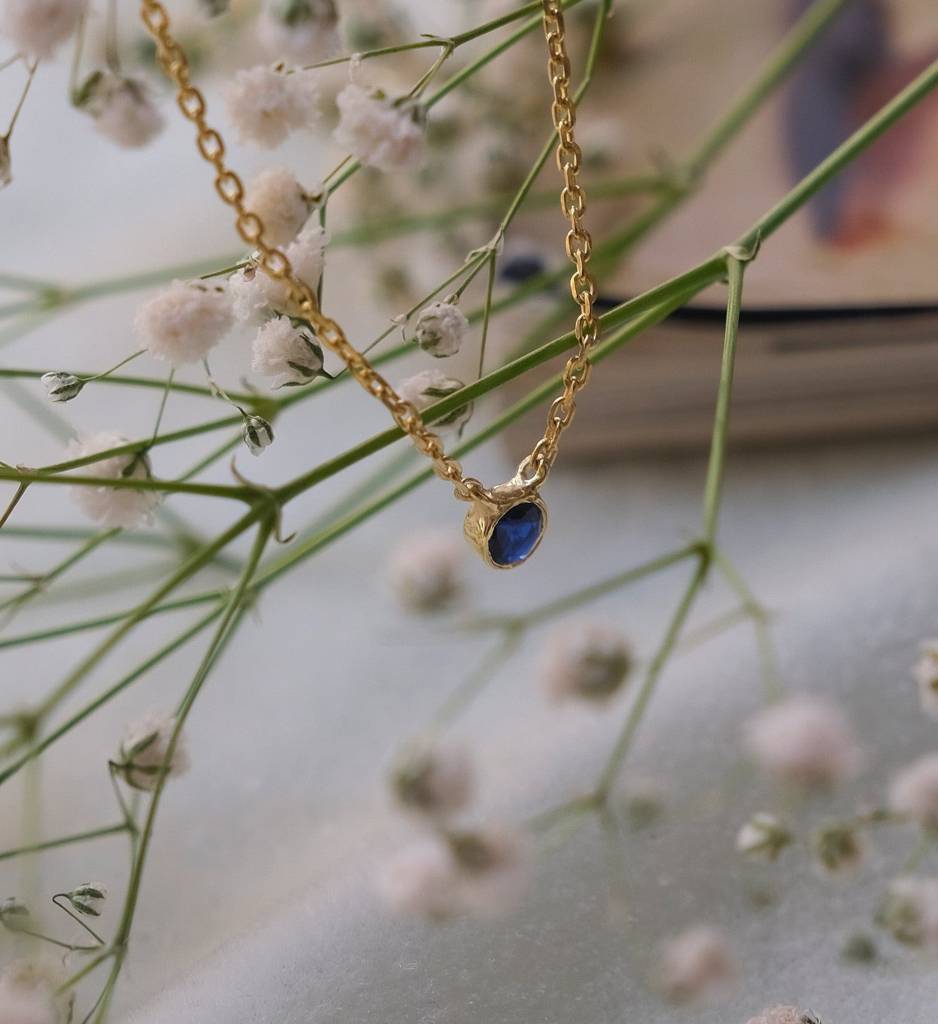 Sapphire Solitaire Necklace : AJJSS0712