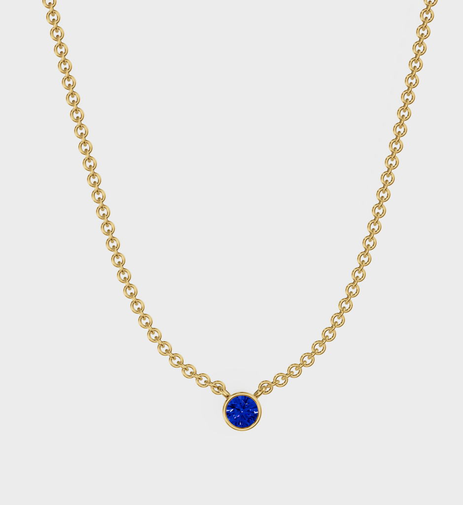 Sapphire Solitaire Necklace : AJJSS0712