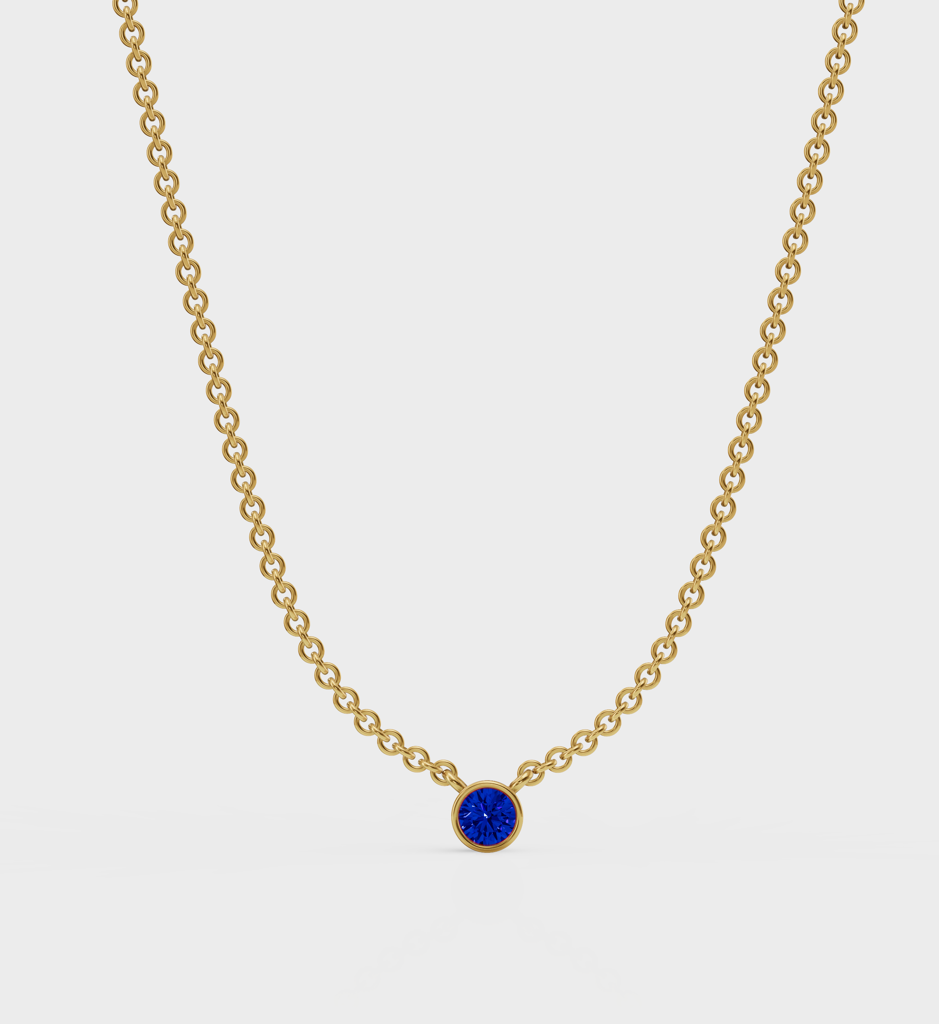Sapphire Solitaire Necklace : AJJSS0712