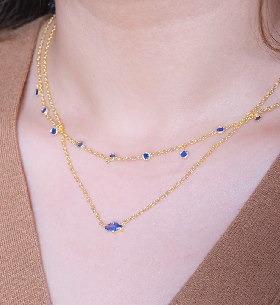 Marquise Sapphire Necklace : AJJSS0720