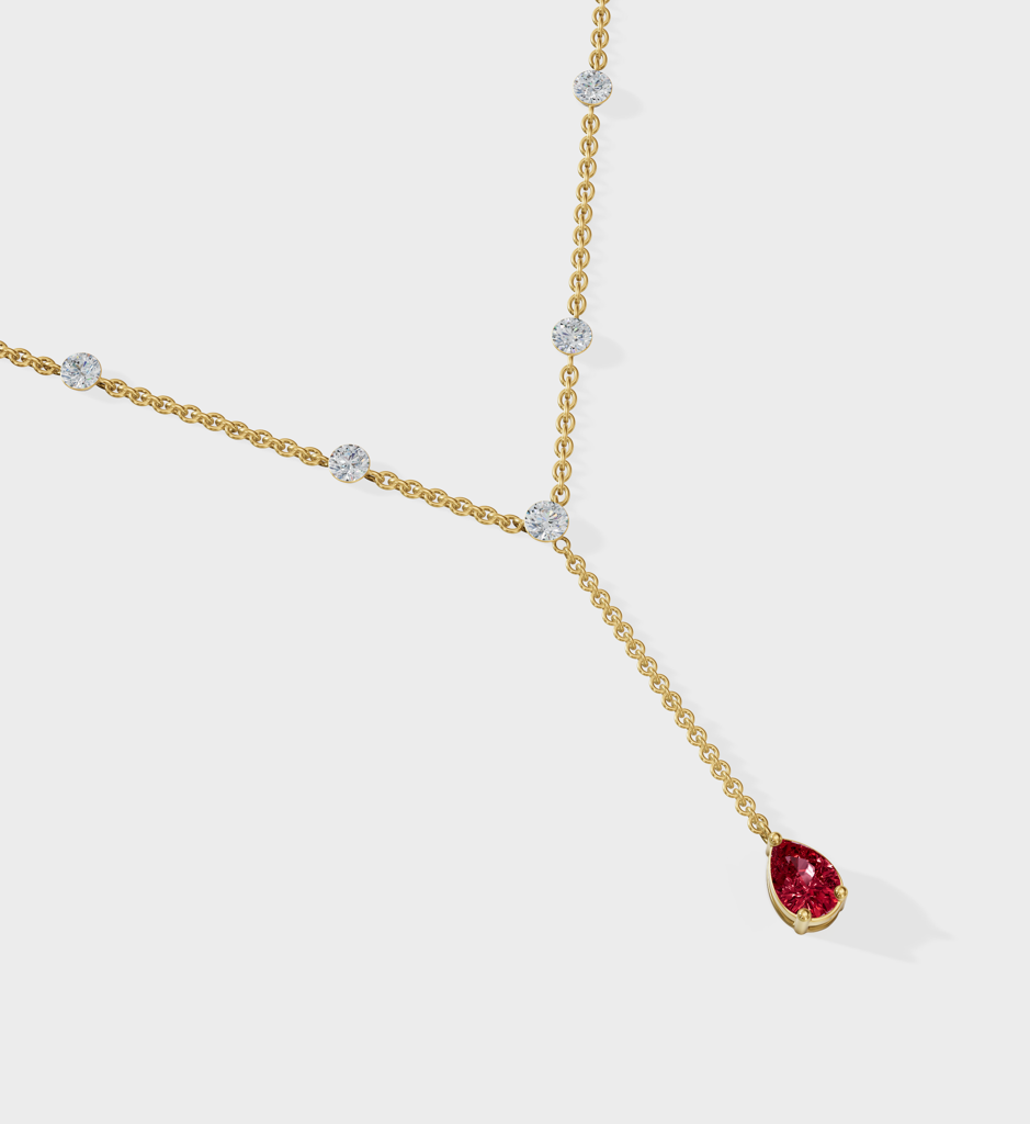 Ruby Duet Lariat Necklace : AJJSS0722