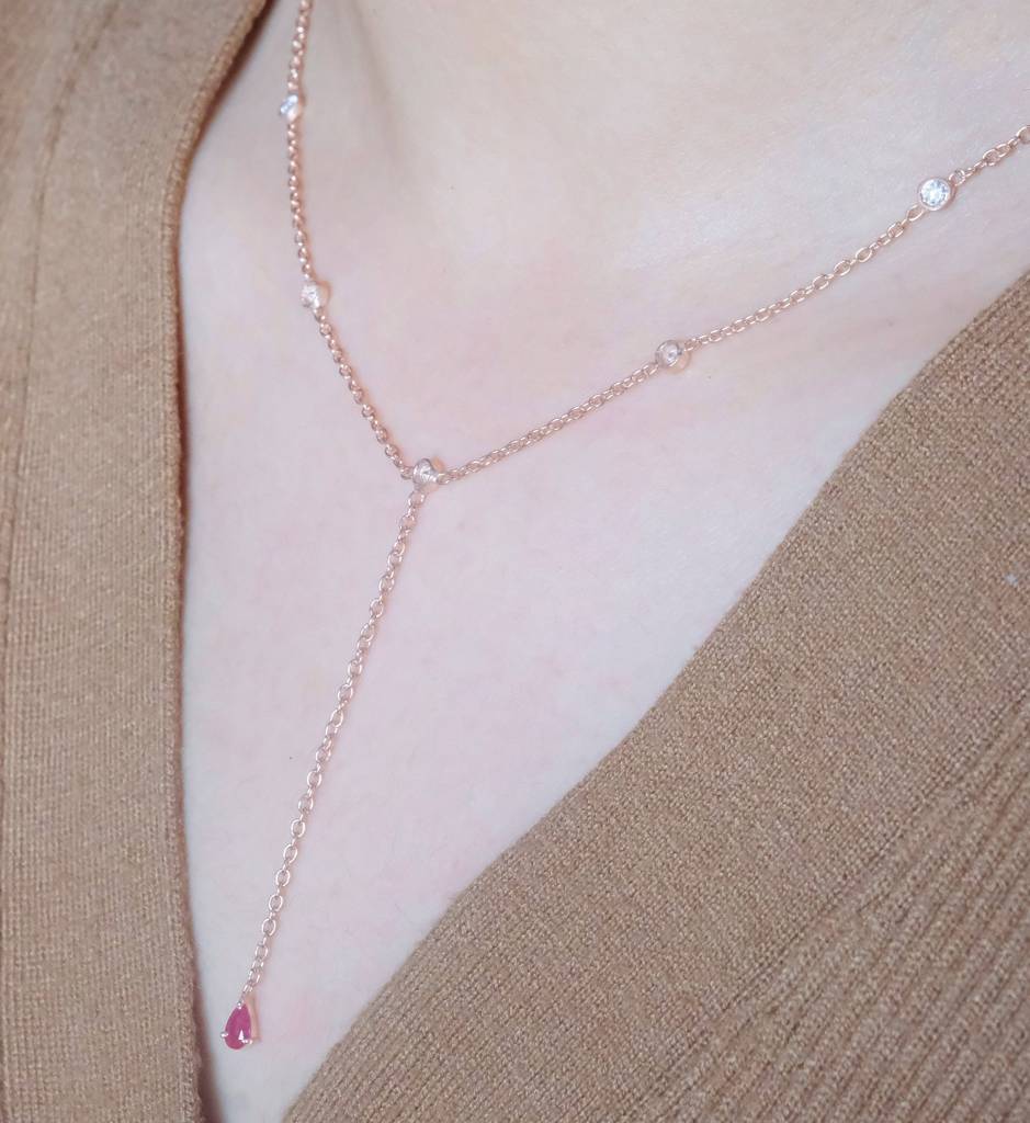 Ruby Duet Lariat Necklace : AJJSS0722