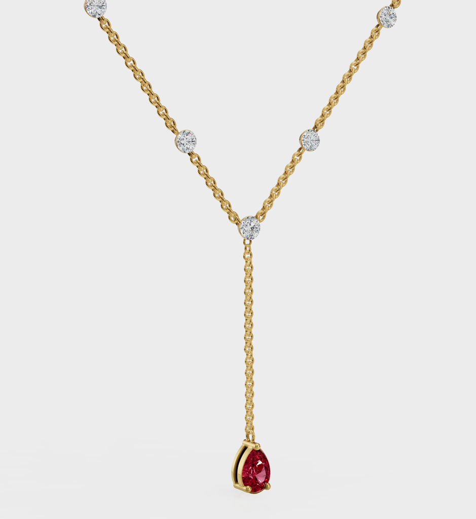 Ruby Duet Lariat Necklace : AJJSS0722