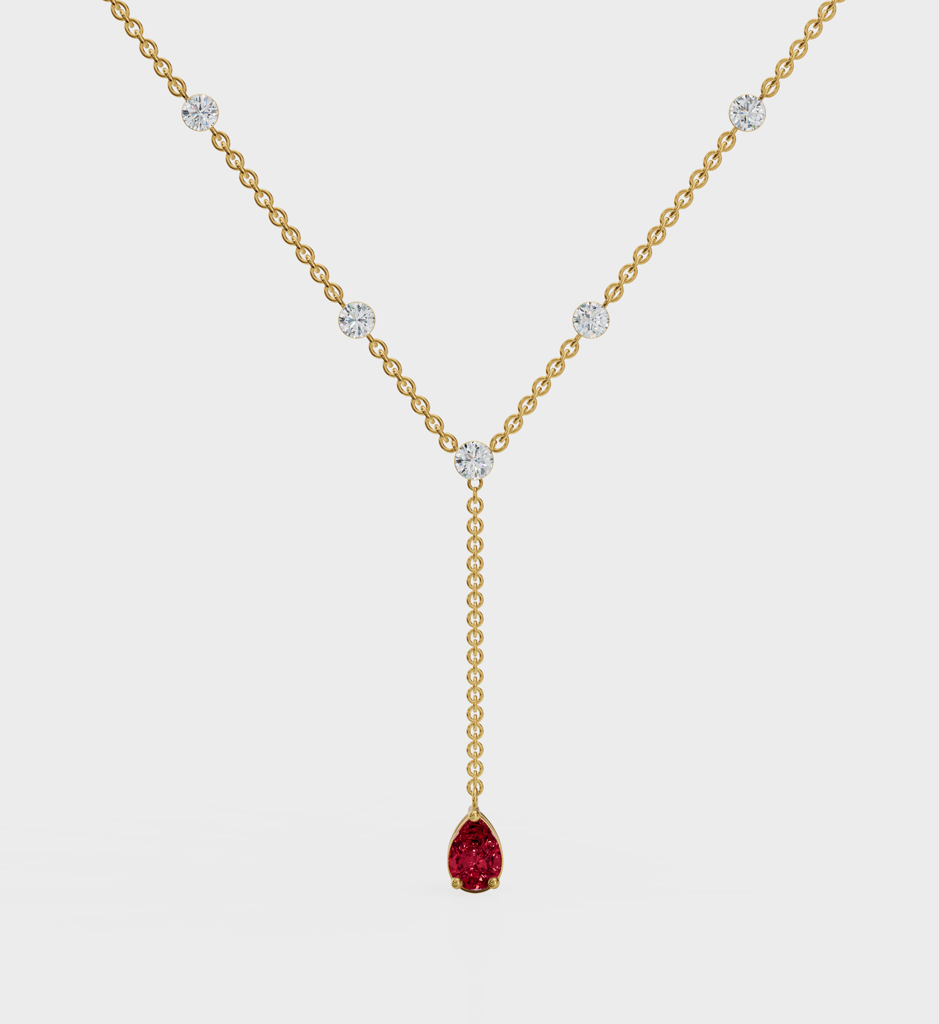 Ruby Duet Lariat Necklace : AJJSS0722