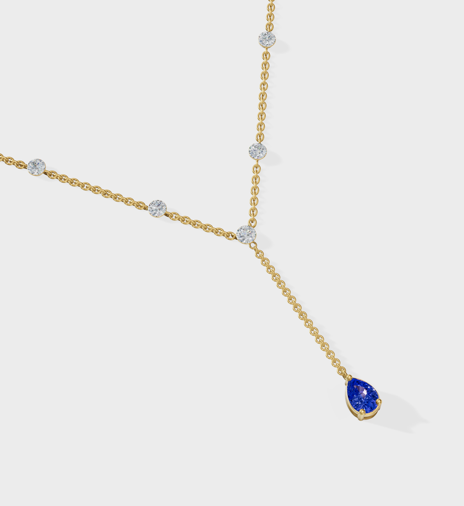 Sapphire Duet Lariat Necklace : AJJSS0724