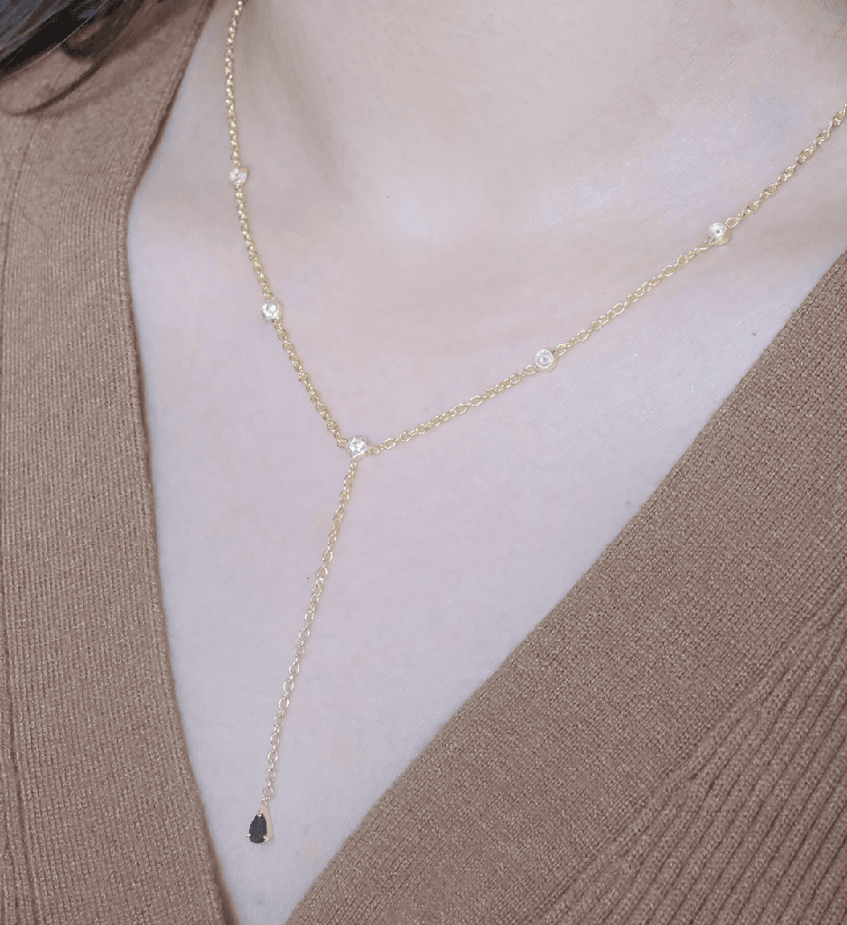 Sapphire Duet Lariat Necklace : AJJSS0724